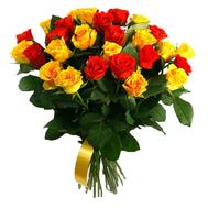 29 red and yellow roses
