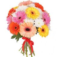 Букет з гербер та хризантем