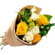 Букет з 6 роз, 2 альстромерій і 1 хризантеми