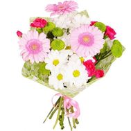 Букетик з гербер, хризантем і гвоздик