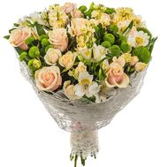 Букет з кущових троянд і хризантем