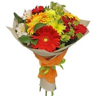 Букет з гербер, альстромерій і хризантем