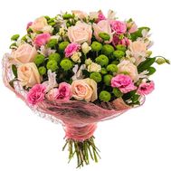 Гарний букет з троянд, еустом і хризантем