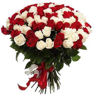 101 красная и белая импортная роза