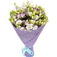 Бело фиолетовые эустомы в букете