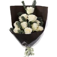 White roses with spruce