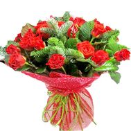 Удивительный новогодний букет из красных роз