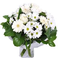 Букет квітів з лілій, хризантем і троянд