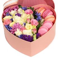 Beautiful heart of flowers and macaroons