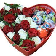 Beautiful heart of roses and kinder