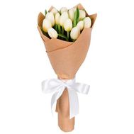 15 white tulips in paper