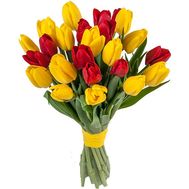 Bouquet of red and yellow tulips