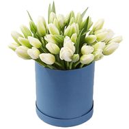 Коробка белых тюльпанов