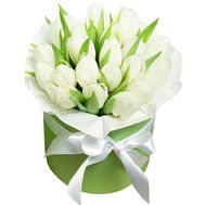 Box with white tulips