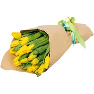 Beautiful bouquet of yellow tulips