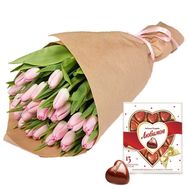 Pink tulips and sweets