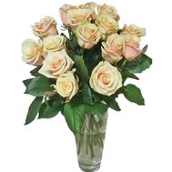 15 кремовых роз в букете