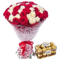 51 roses and candies Ferrero Rocher