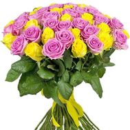 51 желтая и розовая роза