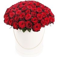 Большая коробка красных роз