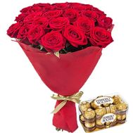 Букет роз и Ferrero Rocher