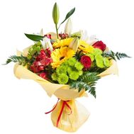 Букет з лілією і зеленої хризантемою