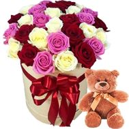 Коробка роз и Мишка
