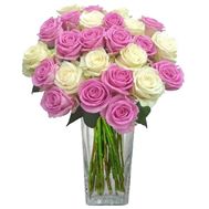 Cute bouquet of pink and white roses