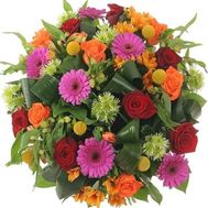 Букет квітів з троянд, гербер, хризантем, альстромерій