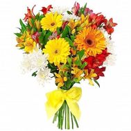 Букет квітів з гербер, хризантем і альстромерій