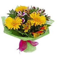 Букет з 3 гербер та 4 альстромерій