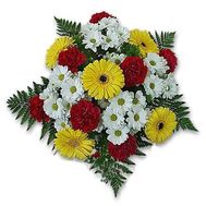 Букет квітів з хризантем. гвоздик і гербер