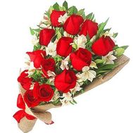 Букет квітів з троянд і альстромерій