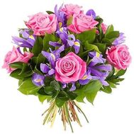 Букет з 7 троянд і 10 ірисів