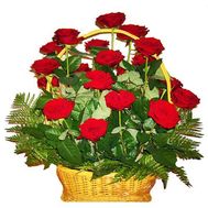 Корзина цветов из 21 красной розы