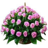 Basket of flowers from 75 pink roses