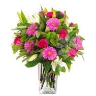 Букет з гербер, троянд і лілій