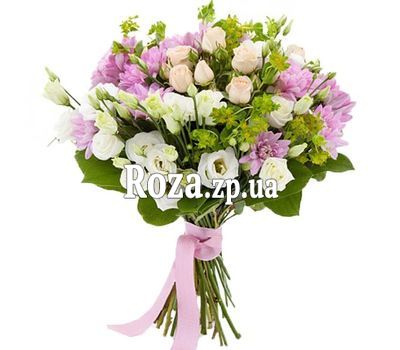 Елегантний букет з троянд, еустом і хризантем Елегантний букет з троянд, еустом і хризантем