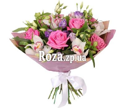 Букет з орхідей, еустом, троянд і альстромерій Букет з орхідей, еустом, троянд і альстромерій