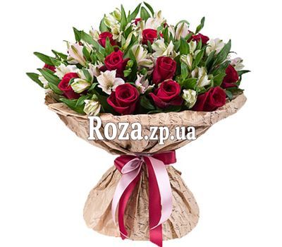 Букет квітів троянд і альстромерій Букет квітів троянд і альстромерій