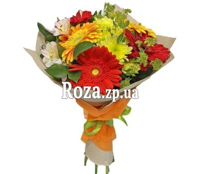 Букет з гербер, альстромерій і хризантем Букет з гербер, альстромерій і хризантем
