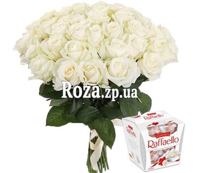 51 біла троянда і Рафаелло 51 біла троянда і Рафаелло