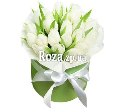 Box with white tulips