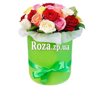21 разноцветная роза в коробке