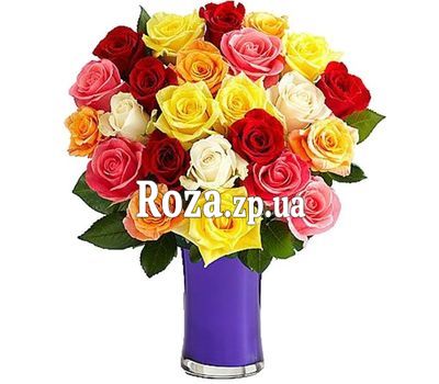 25 разноцветных роз в букете 25 разноцветных роз в букете