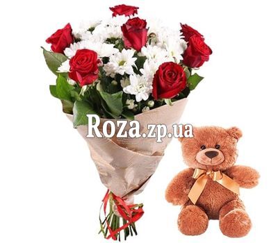 Букет квітів і Ведмедик Букет квітів і Ведмедик