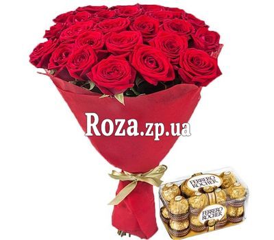 Bouquet of roses and Ferrero Rocher