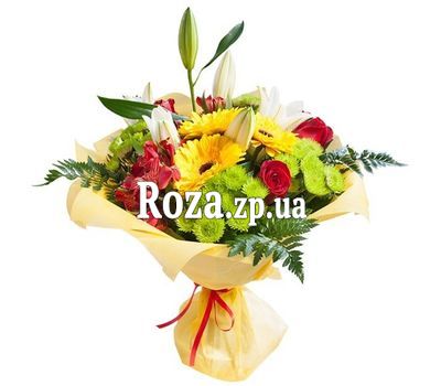 Букет з лілією і зеленої хризантемою