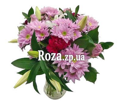 Букет з лілією, трояндою і хризантемою Букет з лілією, трояндою і хризантемою