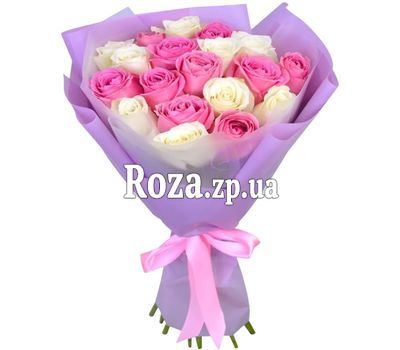 Букет квітів з 21 різнобарвною троянди